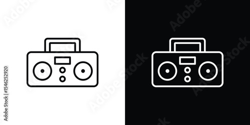 Boombox icon in black. flat graphic vector icon