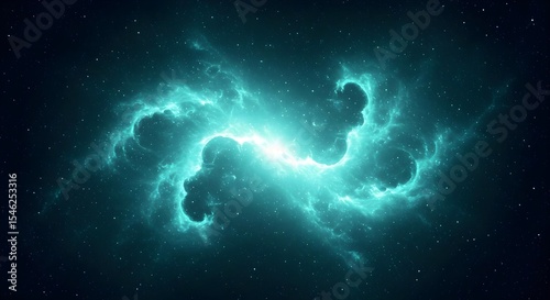 Nebula, Galaxy, Space, Celestial Nebula Teal Galactic Collision