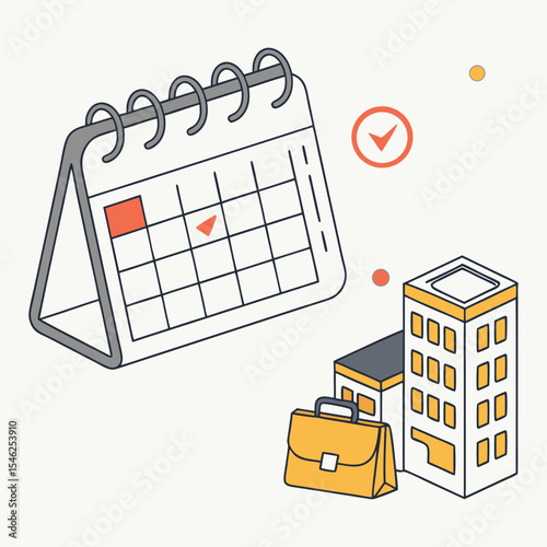 Business Timeline With Briefcase And Office Buildings vector