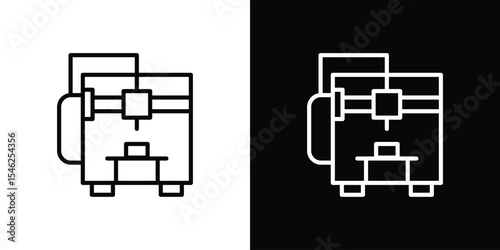 3D printer icon in black. flat graphic vector icon