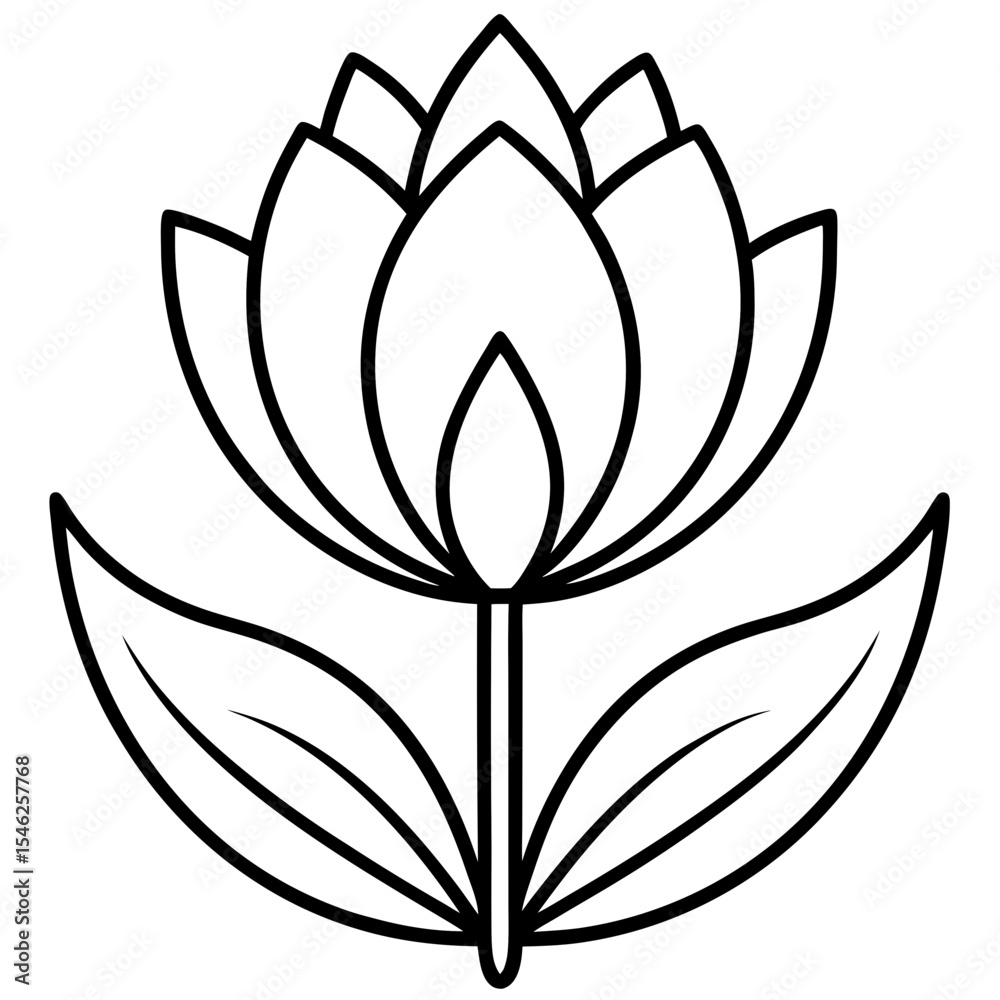 Fototapeta premium Fresh Bloom Line Art Vector