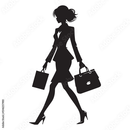 Ordinary walking woman Person Taking an Everyday Walk in a Simple Manner - Walking Woman silhouette - Walking woman Vector - Silhouette of walking woman
