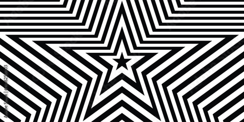 Abstract hypnotic pattern with black-white striped lines. Psychedelic background. Op art, optical illusion. Modern design, graphic texture.