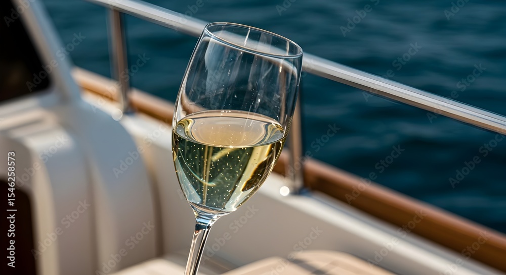 Obraz premium Champagne, Sparkling wine, Wine glass, Champagne on a Yacht