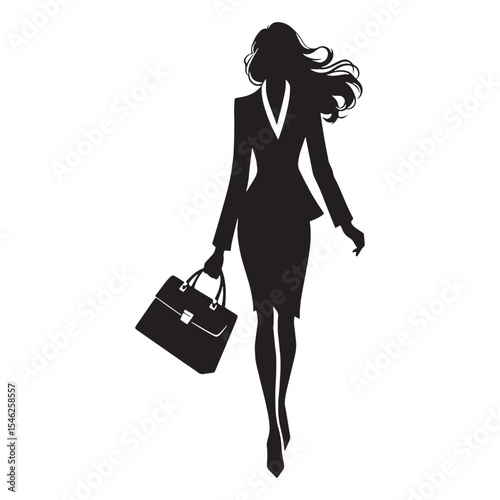 Gentle walking woman Presence of a Lady Taking Soft and Deliberate Steps - Walking Woman silhouette - Walking woman Vector - Silhouette of walking woman
