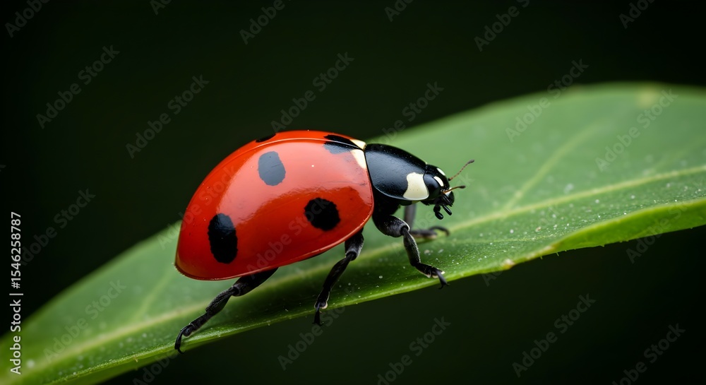 Fototapeta premium Ladybug, Ladybird, Coccinellidae, Ladybug on a Green Leaf