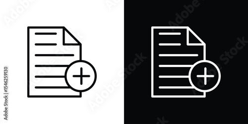 Add document icon in black. flat graphic vector icon