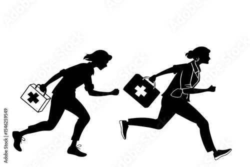 first acid kit woman running for help