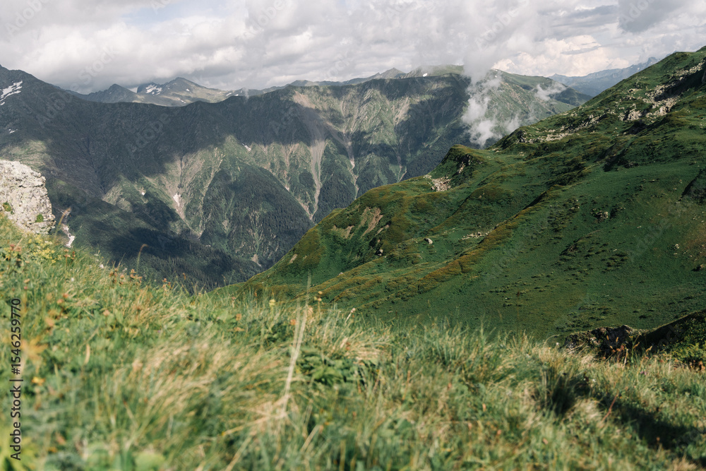 Naklejka premium Landscape photography of the wild nature of the Bzerpensky cornice, Sochi Krasnaya Polyana