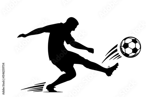 football player hit the ball kick football silhouette