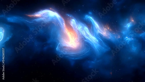 Spectacular Space Nebula Formation Animation with Glowing Blue and Orange Hues