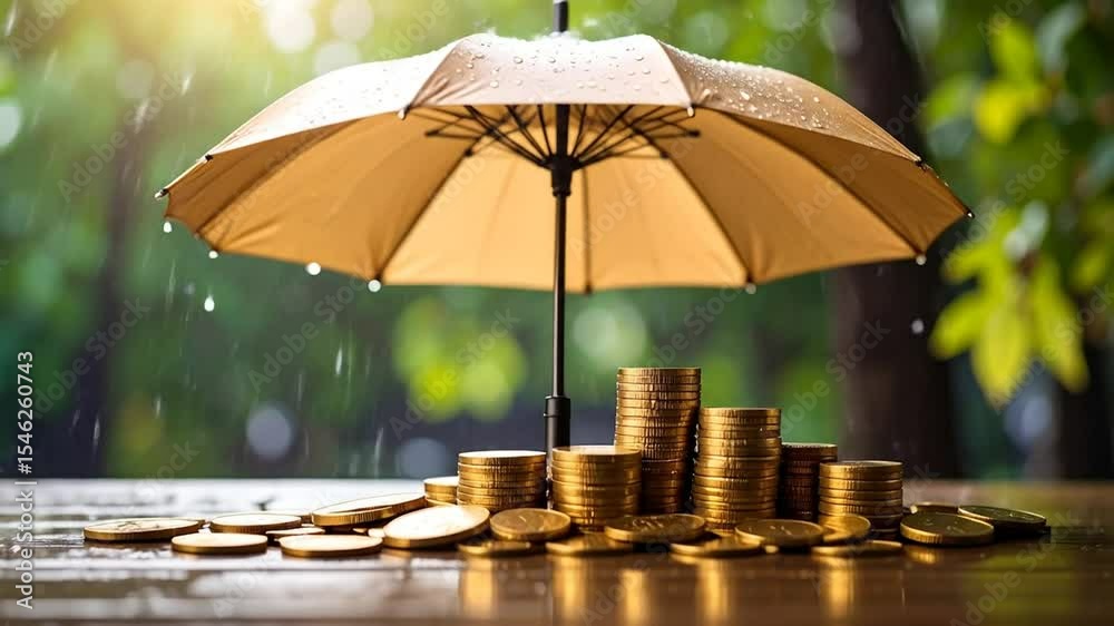 custom made wallpaper toronto digitalProtecting Your Investments: Umbrella Shielding Coins from Financial Uncertainty Rain