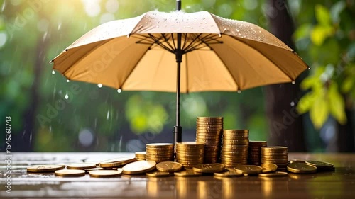 Wallpaper Mural Protecting Your Investments: Umbrella Shielding Coins from Financial Uncertainty Rain Torontodigital.ca