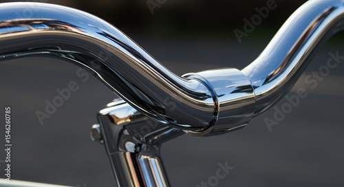 Close-up of Polished Chrome Bicycle Handlebars