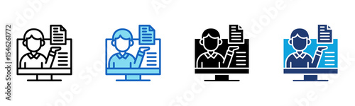 Video Tutorial icon Multi Style Vector Illustration 