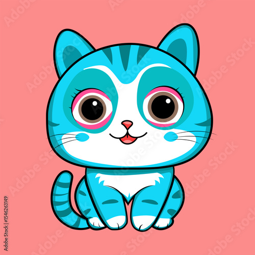 
cute cat illustration in kawaii style