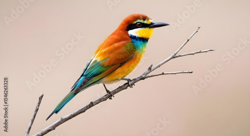 Bee-eater, Bird, Colorful bird, Colorful Bee-eater Bird Perched on Branch