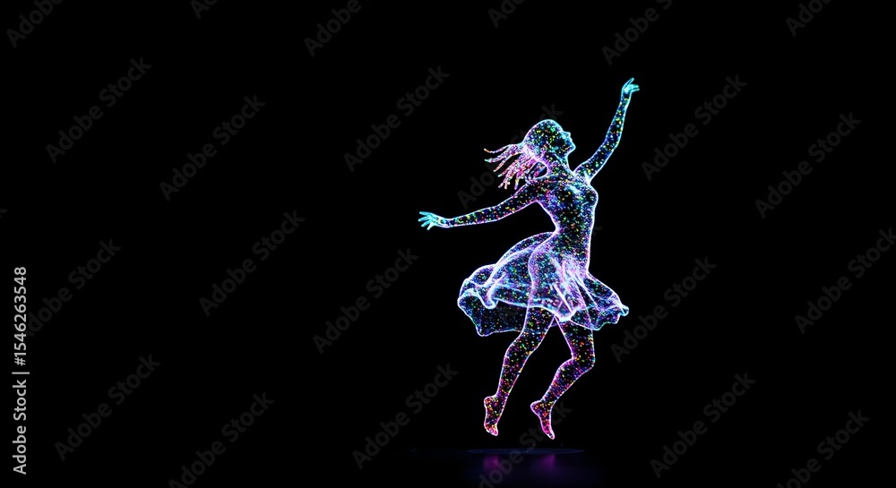 Obraz premium Woman, Girl, Female, Energetic Woman Jumping in Neon Dress