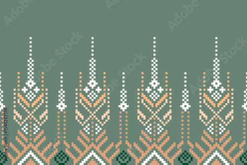 Ethnic Textile Border Design with Geometric and Ornamental Motifs