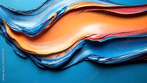 Vibrant Abstract Waves Motion Graphic Background with Blue and Orange Color Combination
