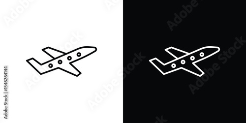Airplane icon in black. flat graphic vector icon