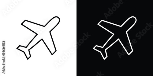 Airplane icon in black. flat graphic vector icon
