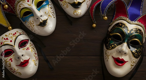 Venetian mask, Masks, Carnival, Venetian Masks on Dark Wooden Background