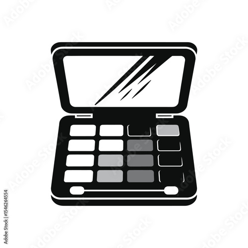 eyeshadow palette with a mirror vector icon for a makeup artist or beauty salon a black and white graphic of a cosmetic case with eye colors