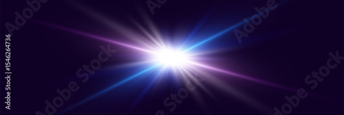 Light effect flash with rays. Vector illustrator