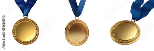 Sports event studio celebrating achievement with gold medals display