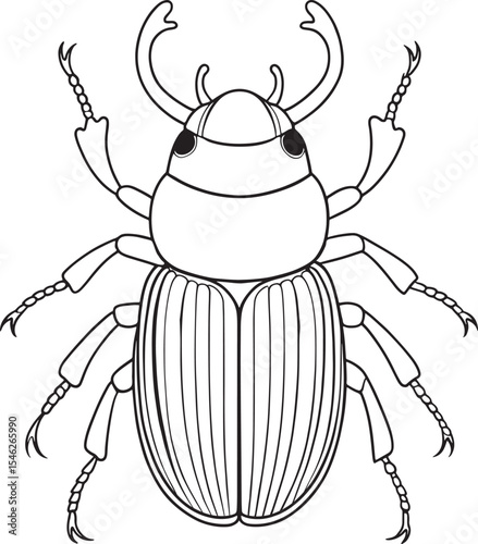 Rhinoceros beetle bug page for coloring fun