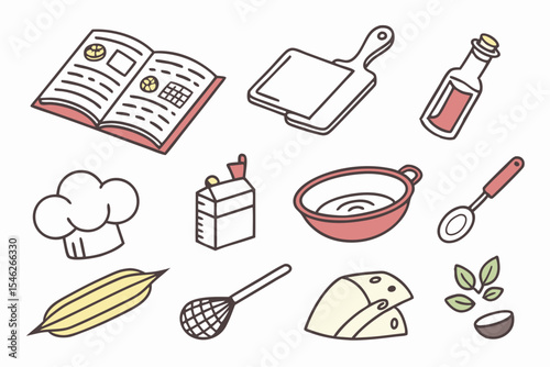 Cooking and recipe ingredients isolated on white background
