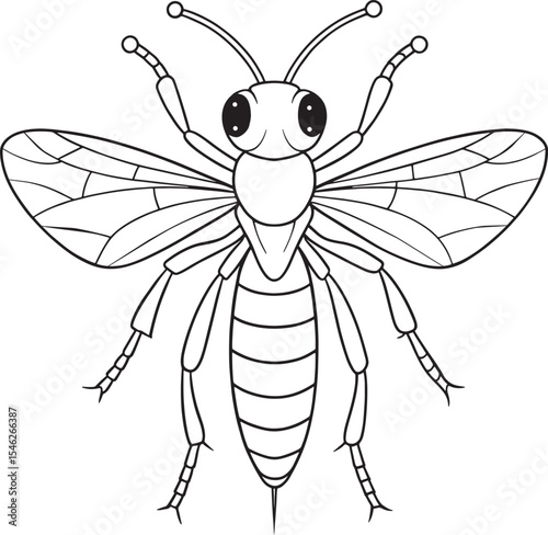 Sawfly insect art page for coloring fun