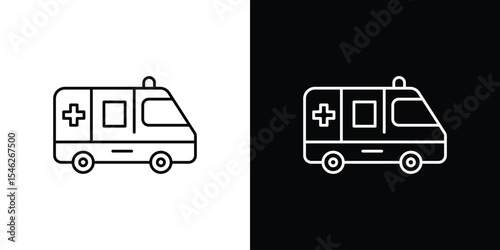 Ambulance icon in black. flat graphic vector icon