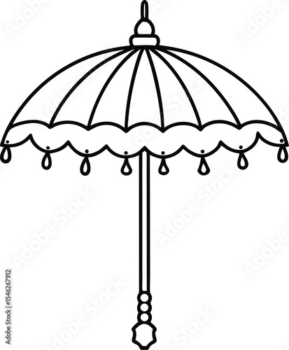 Ornamental Indian ceremonial umbrella in clean line art style