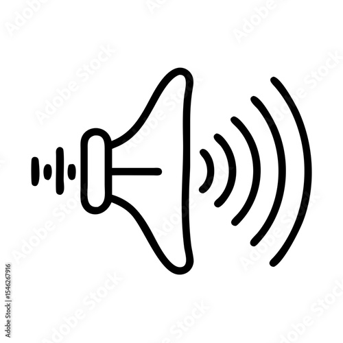A simple graphic of a loudspeaker with sound waves