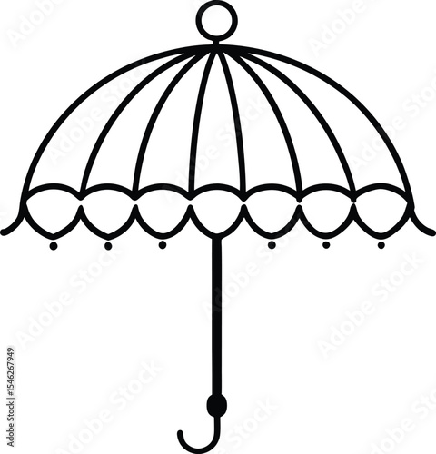Ornamental Indian ceremonial umbrella in clean line art style