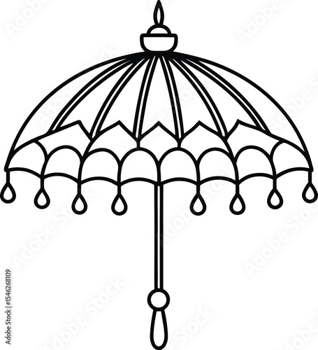 Ornamental Indian ceremonial umbrella in clean line art style