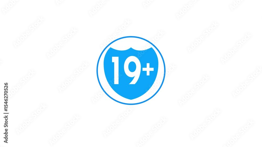 Adult content. Age limited sign animation. Age restriction concept.