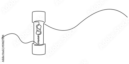 Electric fuse continuous one line drawing, Electric fuse icon Flat outline fill, Car electrical fuses isolated on white background object concept, Electric fuse icon Outline vector symbol. minimalist.