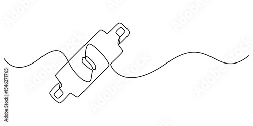 Electric fuse continuous one line drawing, Electric fuse icon Flat outline fill, Car electrical fuses isolated on white background object concept, Electric fuse icon Outline vector symbol. minimalist.