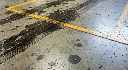 Grunge Concrete Floor Oil Stains Tire Marks Industrial Urban Garage Texture