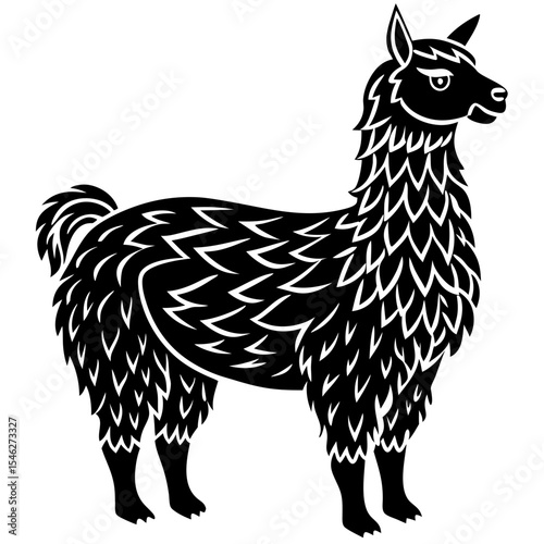 a cut alpaca silhuette vector art illustration on whit background