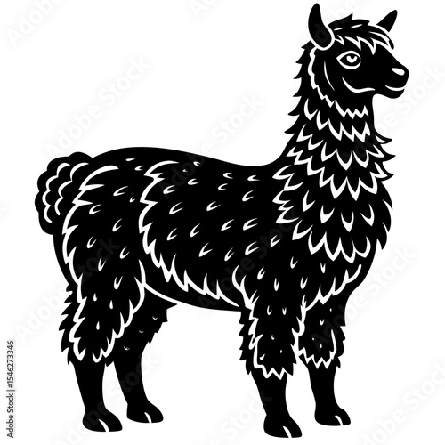 a cut alpaca silhuette vector art illustration on whit background
