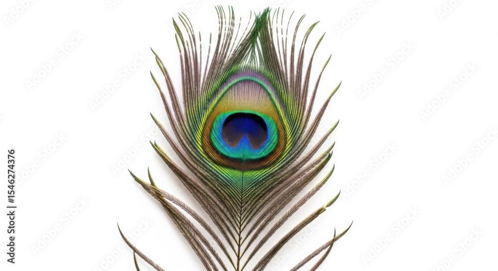 Obraz premium Peacock feather isolated on white background