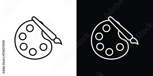 Artist color palette icon in black. flat graphic vector icon