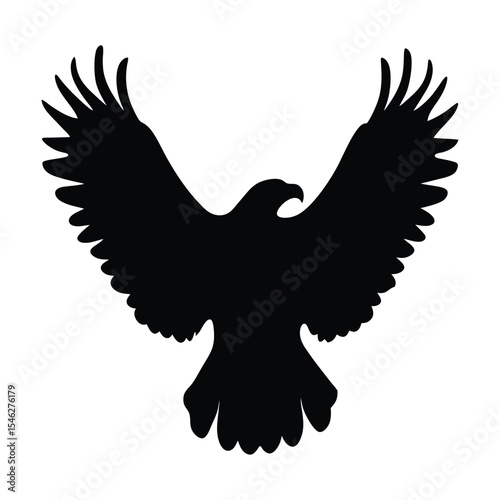 Eagle in flight with wings spread silhouette vector illustration