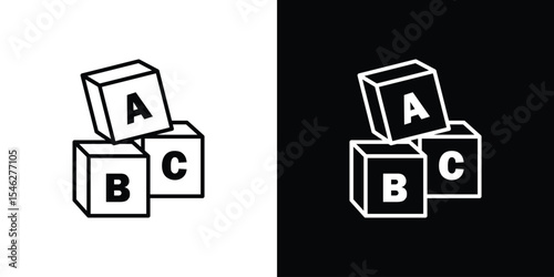 Baby ABC cubes icon in black. flat graphic vector icon