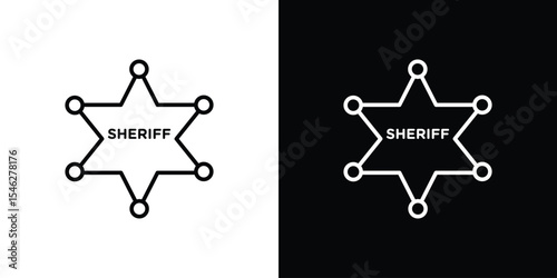 Badge Sheriff icon in black. flat graphic vector icon