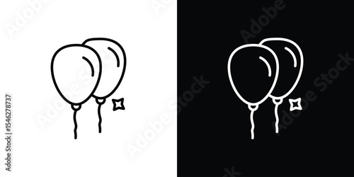 Balloons icon in black. flat graphic vector icon